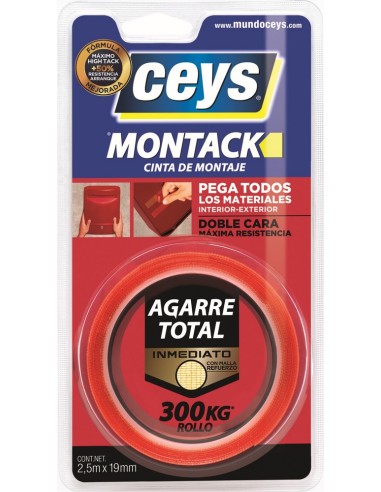 CINTA ADHESIVA DOBLE CARA MONTACK 2,5m 19mm CEYS