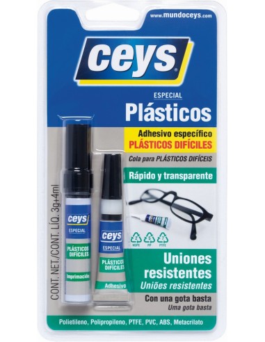 ADHESIVO ESPECIAL PLASTICOS DIFICILES 3GR+4ml CEYS