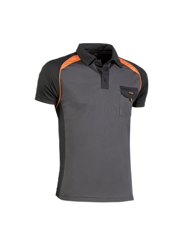 POLO MANGA CORTA JUBA 964 TOP RANGE GRIS NEGRO/NARANJA