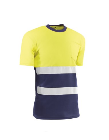 CAMISETA MANGA CORTA JUBA HV721BC ALTA VISIBILIDAD AMARILLO/MARINO