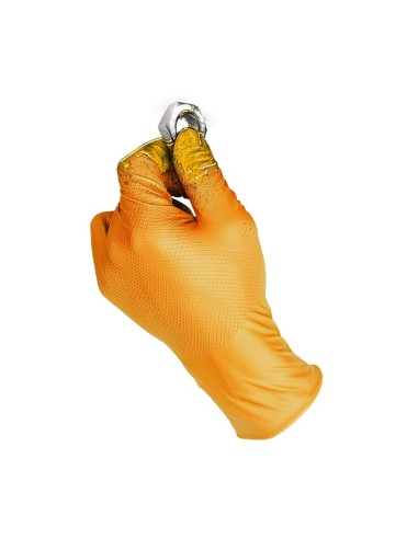 GUANTE DESECHABLE NARANJA NITRILO GRIPPAZ 50UD