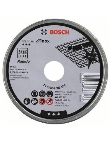 DISCO CORTE BOSCH WA 60 T BF INOX 115x1mm 10U