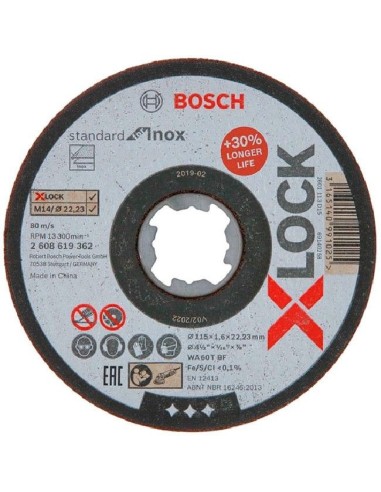 DISCO CORTE BOSCH X-LOCK WA 60 T BF INOX 10U