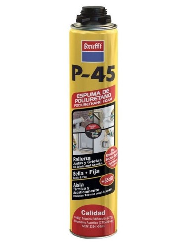 ESPUMA POLIURETANO PISTOLA P-45 KRAFFT 750ml 12UD