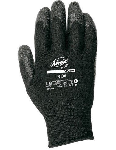 PACK 6 PARES GUANTE NINJA ICE NYLON NEGRO JUBA