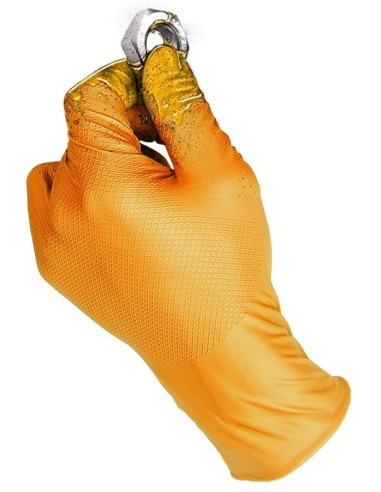 GUANTE DESECHABLE NARANJA NITRILO GRIPPAZ 50UD