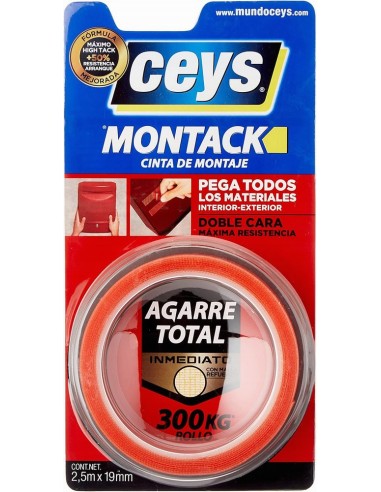 CINTA DOBLE CARA MONTACK 2,5m 19mm CEYS