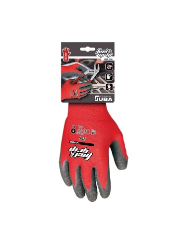 GUANTE RECUBIERTO NYLON LATEX RUGOSO H256 FEEL&GRIP ROJO/GRIS