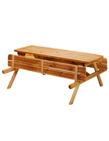 MESA PICNIC BANCOS ABATIBLES 180x170xH76cm 6 PERSONAS MADERA 38mm