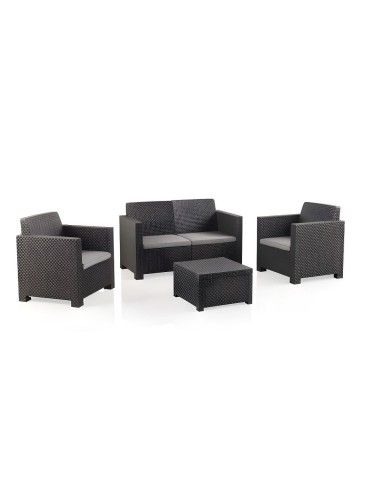 SET EVO CONFORT SOFA+2 SILLONES+MESA GRAFITO