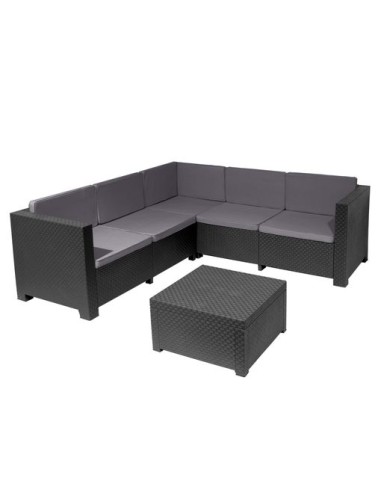 SET OASIS SOFA 3+2 Y MESA GRAFITO