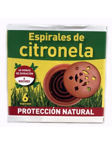 ESPIRALES DE CITRONELA ANTIMOSQUITOS TAPA Y BASE TERRACOTA 6UD