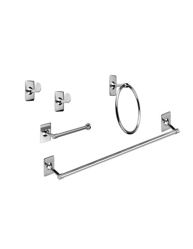 CONJUNTO BAÑO B-LABEL 5PIEZAS ADHESIVO ACERO INOX