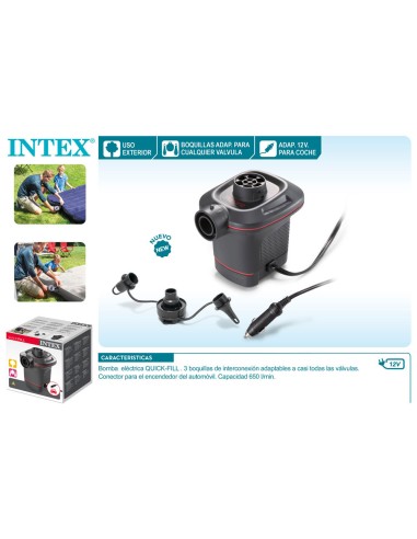 BOMBA INFLAR INTEX ELECTRICA QUICK FILL 12V 48cm