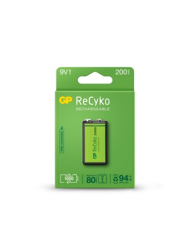 PILA RECARGABLE PRECARGADA RECYKO 6LR61 9V 200 mAh 1UD