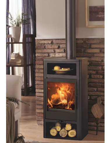 ESTUFA LEÑA ECODESIGN ALTEA 864x436x443mm PANADERO 8KW RENDIMIENTO 77%