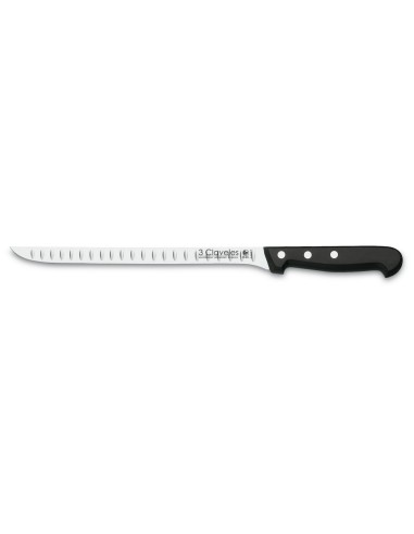 CUCHILLO JAMONERO ALVEOLADO INOX POM 24cm 9.5" D 3C