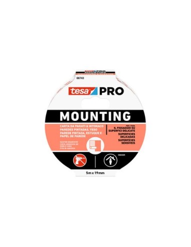 CINTA DOBLE CARA PARED PINTADA MOUNTING PRO 5MX19mm TESA