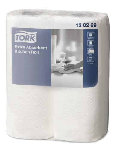 12 PAQUETES DE 2UD DE ROLLO PAPEL COCINA SUPERABSORBENTE 2C TORK 15,4 M.