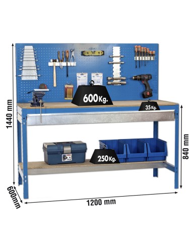 BANCO TRABAJO BT-2 BOX 1200 AZUL/MADERA SIMON