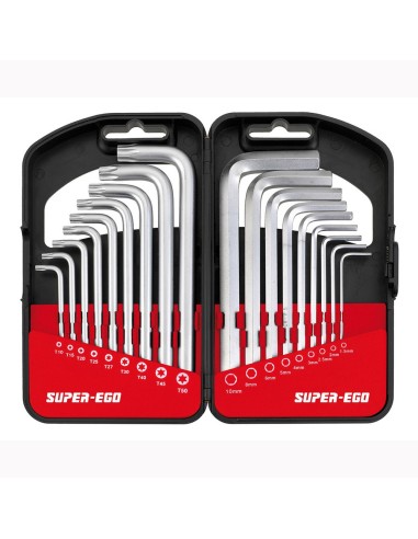 JUEGO LLAVES SUPER EGO ALLEN + TORX INVIOLABLES 18 PIEZAS