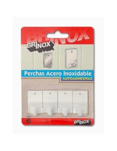 PERCHA PEQUEÑA ADHESIVA LACADO BLANCO 4UD