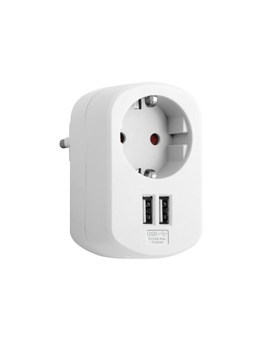 ADAPTADOR COMBI 16A + 2 USB 3.15A BLANCO SIMON