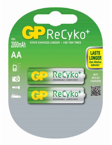 PILA RECARGABLE PRECARGADA RECYKO LR6 1.2V 2100 mAh 2UD