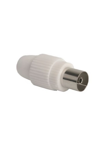 CONECTOR HEMBRA RECTO CABLE TV 9,5mm BLANCO SIMON BRICO