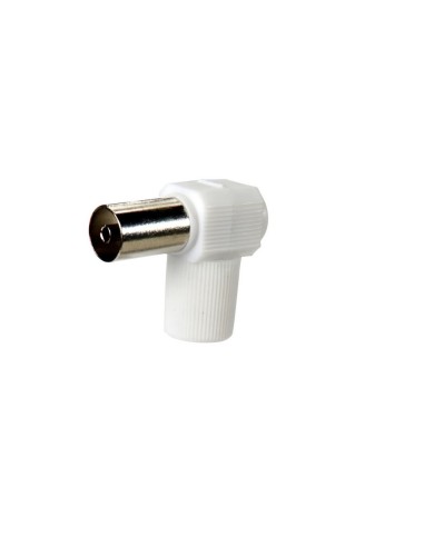 CONECTOR MACHO ACODADO CABLE TV 9,5mm BLANCO SIMON BRICO