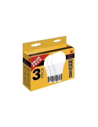 BOMBILLA LED ESTANDAR 800 LUMENES 10 W LUZ CALIDA PAQUETE DE 3UD