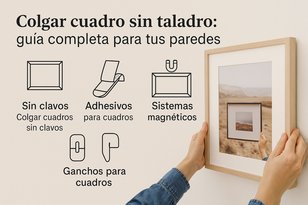 formas de colgar cuadro sin taladro